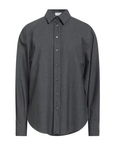 Brunello Cucinelli Woman Shirt Grey Size 3xl Virgin Wool, Polyamide, Elastane In Gray