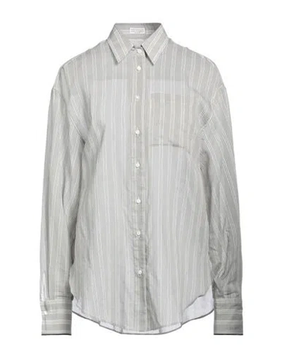 Brunello Cucinelli Woman Shirt Grey Size M Cotton, Silk, Brass, Ecobrass