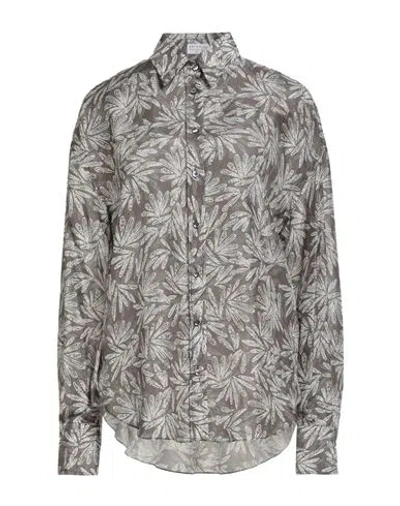 Brunello Cucinelli Woman Shirt Grey Size M Silk, Ecobrass In Gray