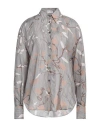 Brunello Cucinelli Woman Shirt Grey Size L Silk, Brass In Grey