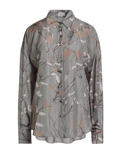 Brunello Cucinelli Woman Shirt Grey Size Xl Silk In Gray