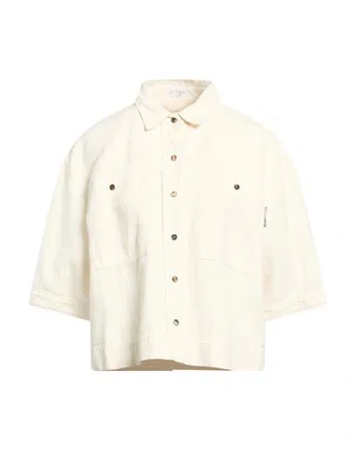 Brunello Cucinelli Woman Shirt Ivory Size 8 Cotton, Linen, Brass In Gray