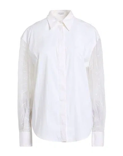 Brunello Cucinelli Woman Shirt Ivory Size L Cotton, Polyamide, Elastane In White
