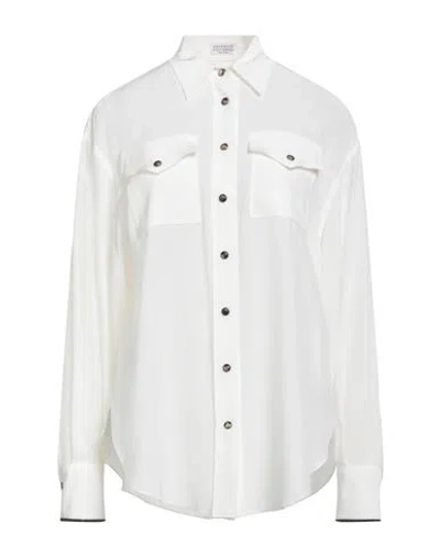 Brunello Cucinelli Woman Shirt Ivory Size L Silk In White