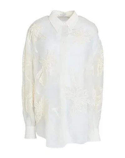 Brunello Cucinelli Woman Shirt Ivory Size M Silk In White
