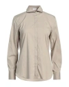 Brunello Cucinelli Woman Shirt Khaki Size 3xl Cotton, Polyamide, Elastane, Brass In Beige