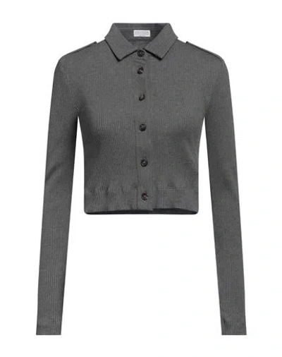Brunello Cucinelli Woman Shirt Lead Size M Cotton, Ecobrass In Grey