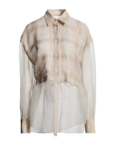 Brunello Cucinelli Woman Shirt Light Grey Size L Silk In Multi