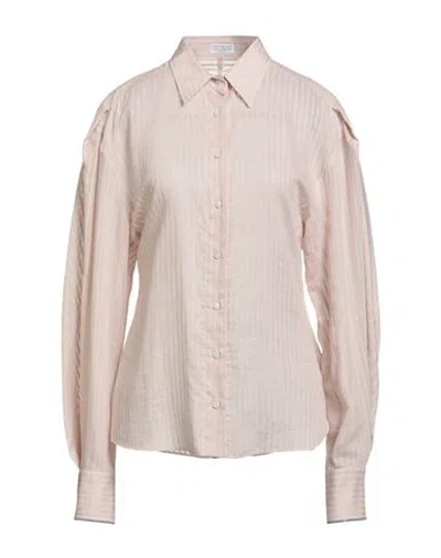 BRUNELLO CUCINELLI BRUNELLO CUCINELLI WOMAN SHIRT LIGHT PINK SIZE L COTTON, SILK