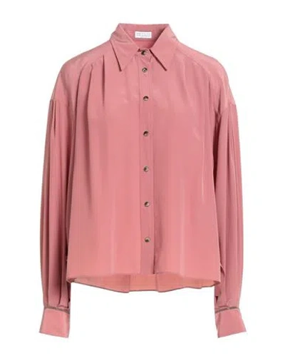Brunello Cucinelli Woman Shirt Mauve Size M Silk In Pink