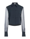 Brunello Cucinelli Black Cotton Blend Mesh Shirt In Blue