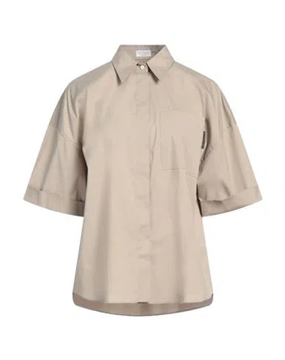 Brunello Cucinelli Woman Shirt Military Green Size L Cotton, Polyamide, Elastane, Brass, Ecobrass