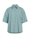 Brunello Cucinelli Woman Shirt Pastel Blue Size M Cotton, Polyamide, Elastane, Brass, Ecobrass In Blue