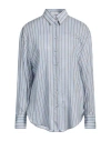 Brunello Cucinelli Woman Shirt Pastel Blue Size L Cotton, Silk, Polyamide, Metallic Polyester, Ecobr In Blue