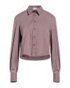 Brunello Cucinelli Woman Shirt Antique Rose Size Xs Cotton, Polyamide, Elastane, Brass In Pink