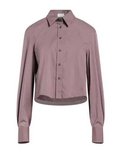 Brunello Cucinelli Woman Shirt Antique Rose Size Xs Cotton, Polyamide, Elastane, Brass In Pink