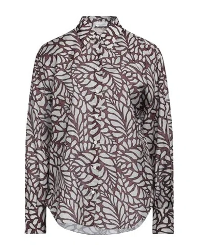 Brunello Cucinelli Woman Shirt Plum Size L Silk, Brass In Purple
