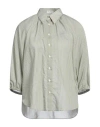 Brunello Cucinelli Woman Shirt Sage Green Size 3xl Cotton, Silk, Brass