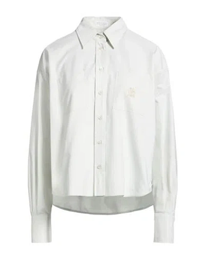 Brunello Cucinelli Woman Shirt Sage Green Size L Cotton In White