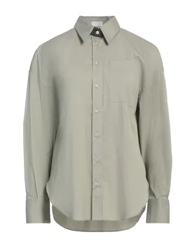Brunello Cucinelli Woman Shirt Sage Green Size Xl Cotton, Polyamide, Elastane, Brass