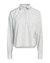 Brunello Cucinelli Oversized Embellished Striped Cotton-gauze Shirt In Sage Green