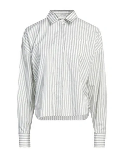 BRUNELLO CUCINELLI BRUNELLO CUCINELLI WOMAN SHIRT SAGE GREEN SIZE XL COTTON, SILK, ECOBRASS