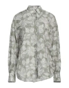 Brunello Cucinelli Leaf-print Silk Shirt In Sage Green