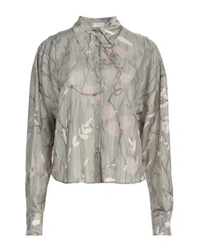 Brunello Cucinelli Woman Shirt Sage Green Size Xl Silk, Brass