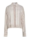 Brunello Cucinelli Woman Shirt Sand Size L Silk, Polyester, Acetate, Alpaca Wool, Wool In Sand