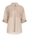 Brunello Cucinelli Woman Shirt Sand Size M Viscose, Silk, Brass, Ecobrass In Beige
