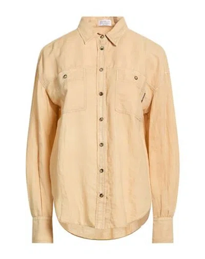 Brunello Cucinelli Woman Shirt Sand Size Xl Linen, Cotton, Brass In Yellow