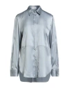 Brunello Cucinelli Woman Shirt Sky Blue Size M Silk, Elastane, Ecobrass In Silver