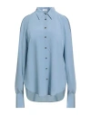 Brunello Cucinelli Woman Shirt Sky Blue Size S Silk, Brass, Ecobrass In Blue