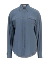 Brunello Cucinelli Woman Shirt Slate Blue Size Xs Silk, Brass