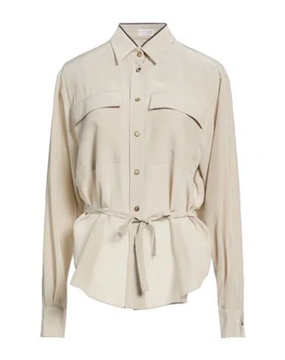 Brunello Cucinelli Woman Shirt Taupe Size M Silk In Neutral