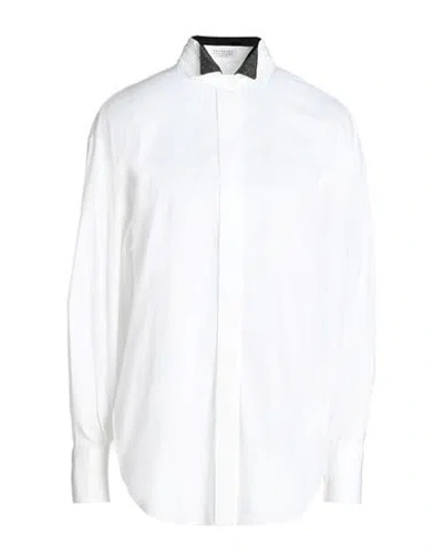 Brunello Cucinelli Woman Shirt White Size L Cotton, Polyamide, Elastane