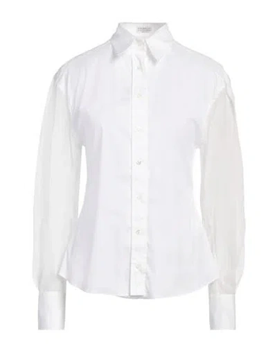 Brunello Cucinelli Woman Shirt White Size M Cotton, Polyamide, Elastane