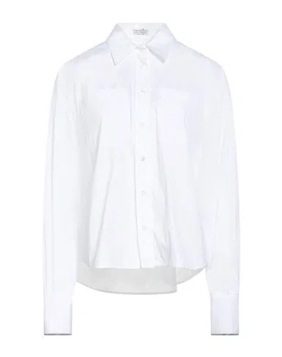 Brunello Cucinelli Woman Shirt White Size L Cotton, Polyamide, Elastane In Multi