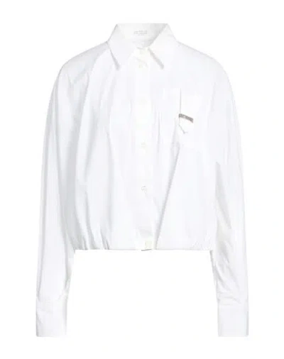 Brunello Cucinelli Woman Shirt White Size L Cotton, Polyamide, Elastane