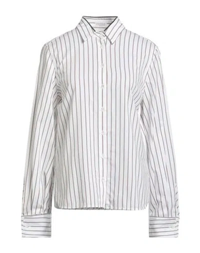 BRUNELLO CUCINELLI BRUNELLO CUCINELLI WOMAN SHIRT WHITE SIZE M COTTON, ECOBRASS