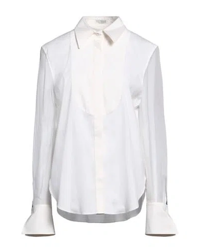 Brunello Cucinelli Woman Shirt White Size Xl Cotton, Polyamide, Elastane, Silk, Brass