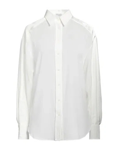 Brunello Cucinelli Woman Shirt White Size M Cotton, Silk, Elastane