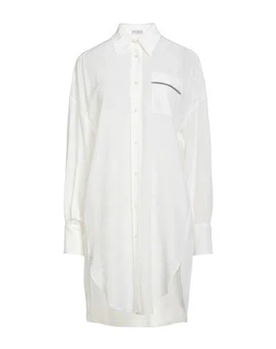 BRUNELLO CUCINELLI BRUNELLO CUCINELLI WOMAN SHIRT WHITE SIZE M SILK, ECOBRASS