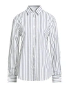 Brunello Cucinelli Gestreiftes Hemd Aus Baumwoll-twill Mit Zierperlen In White