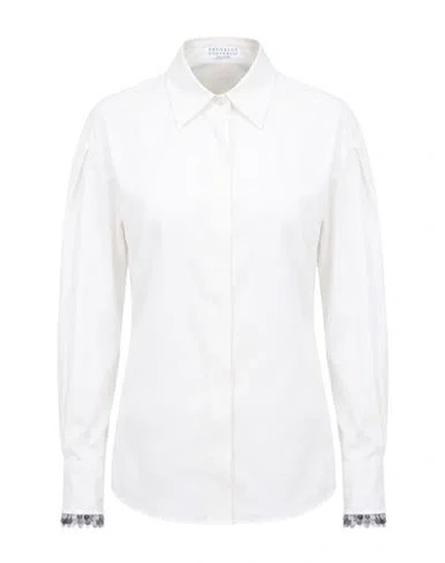 BRUNELLO CUCINELLI BRUNELLO CUCINELLI WOMAN SHIRT WHITE SIZE XS HEMP, POLYAMIDE, ELASTANE