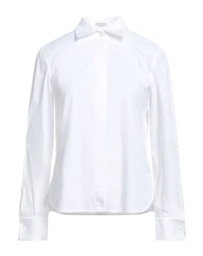 BRUNELLO CUCINELLI BRUNELLO CUCINELLI WOMAN SHIRT WHITE SIZE XXL COTTON, POLYAMIDE, ELASTANE, ECOBRASS