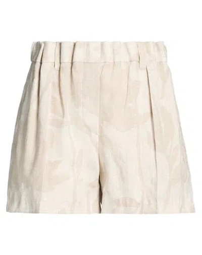 Brunello Cucinelli Woman Shorts & Bermuda Shorts Beige Size 6 Linen In Gray