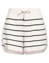 Brunello Cucinelli Stripe Drawstring Lounge Shorts In Beige