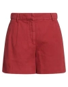 Brunello Cucinelli Woman Shorts & Bermuda Shorts Brick Size 2 Cotton, Linen In Red