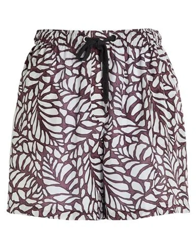 Brunello Cucinelli Woman Shorts & Bermuda Shorts Chocolate Brown Size M Silk In Animal Print